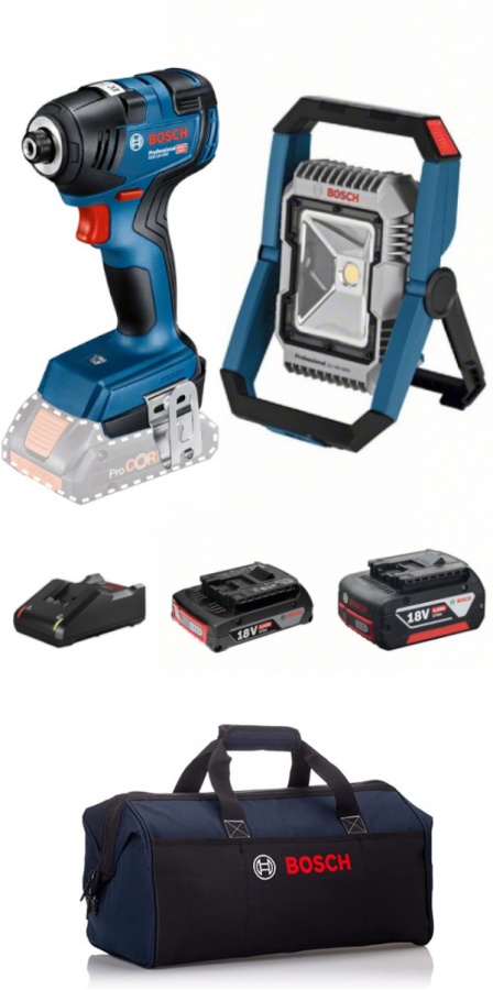 Bosch Professional Kit avvitatore a massa battente e lampada 18 V con batterie - 0615990M63