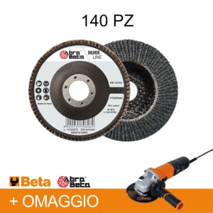 Abra beta ab001010904 dischi lamellari zirconio 115 mm supporto cotone 140 pz. e smerigliatrice 750 w - dettaglio 1