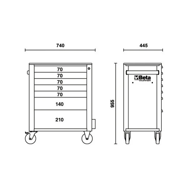 Beta BW 2400S 7/E-M Cassettiera mobile arancione con assortimento in termoformati 309 Pz. - 024006224