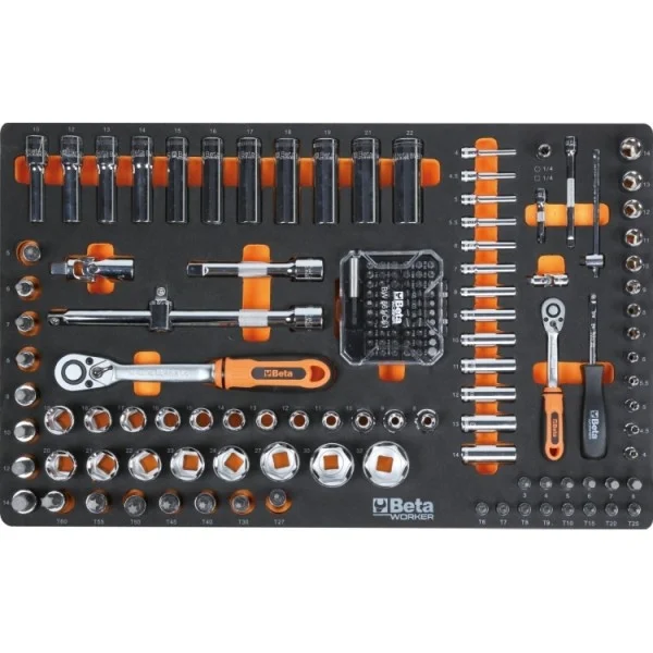 Beta BW 2400S 7/E-M Cassettiera mobile arancione con assortimento in termoformati 309 Pz. - 024006224