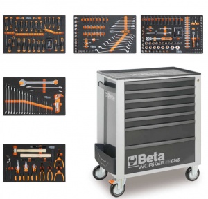 Beta BW 2400S 7/E-M Cassettiera mobile grigia con assortimento in termoformati 309 Pz. - 024006225