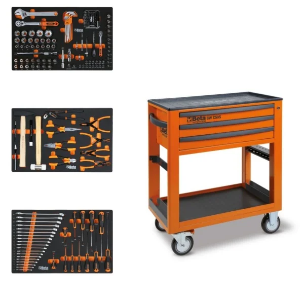 Beta BW 5000S/3M Carrello di servizio arancione con assortimento utensili 189 Pz.