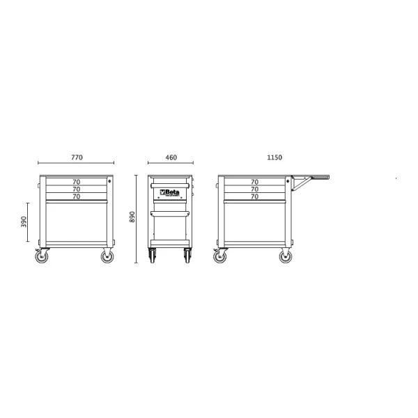 Beta BW 5000S/3M Carrello di servizio grigio con assortimento utensili 189 Pz. - 050006332