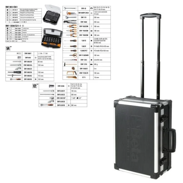 Beta BW 2056T/E Trolley portautensili con assortimento 163 Pz. - 020566110
