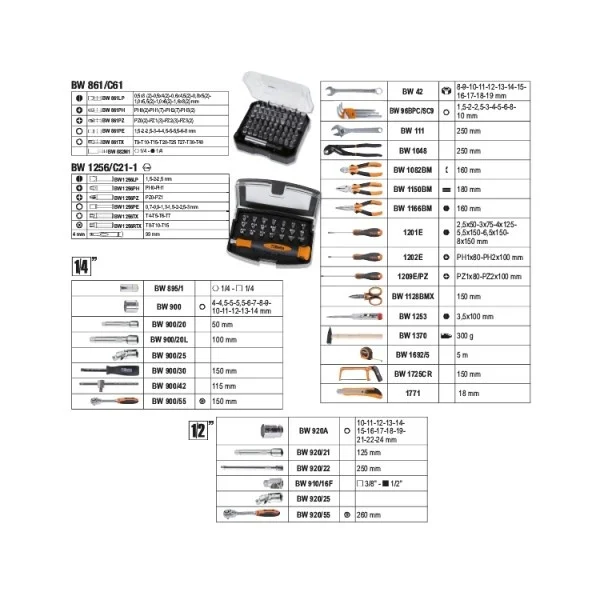 Beta BW 2056T/E Trolley portautensili con assortimento 163 Pz. - 020566110