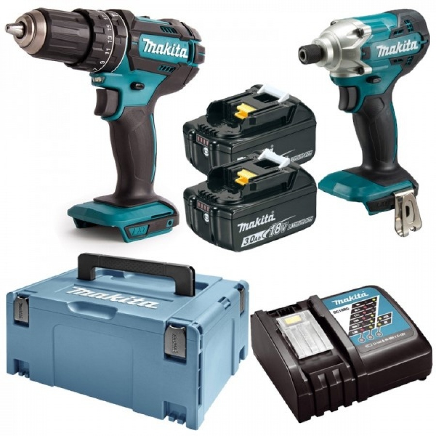 Makita DGX2313J Set di avvitatori con smerigliatrice angolare 18 V con batterie - DGX2313J