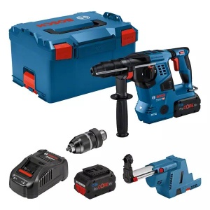 Bosch gbh 18v-28 cf + gde 18v-16 tassellatore sds plus 18 v con cuffia di aspirazione e batterie 0611921003 - dettaglio 1