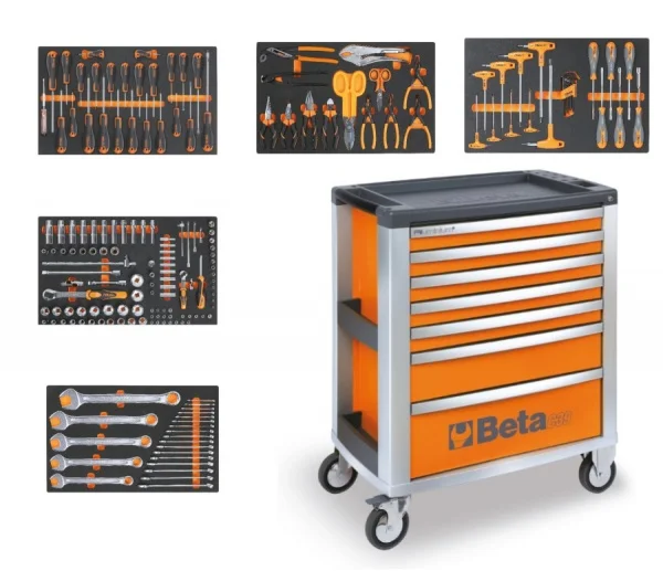 Beta 3900 O7/5M Cassettiera mobile 7 cassetti con assortimento utensili 181 Pz.