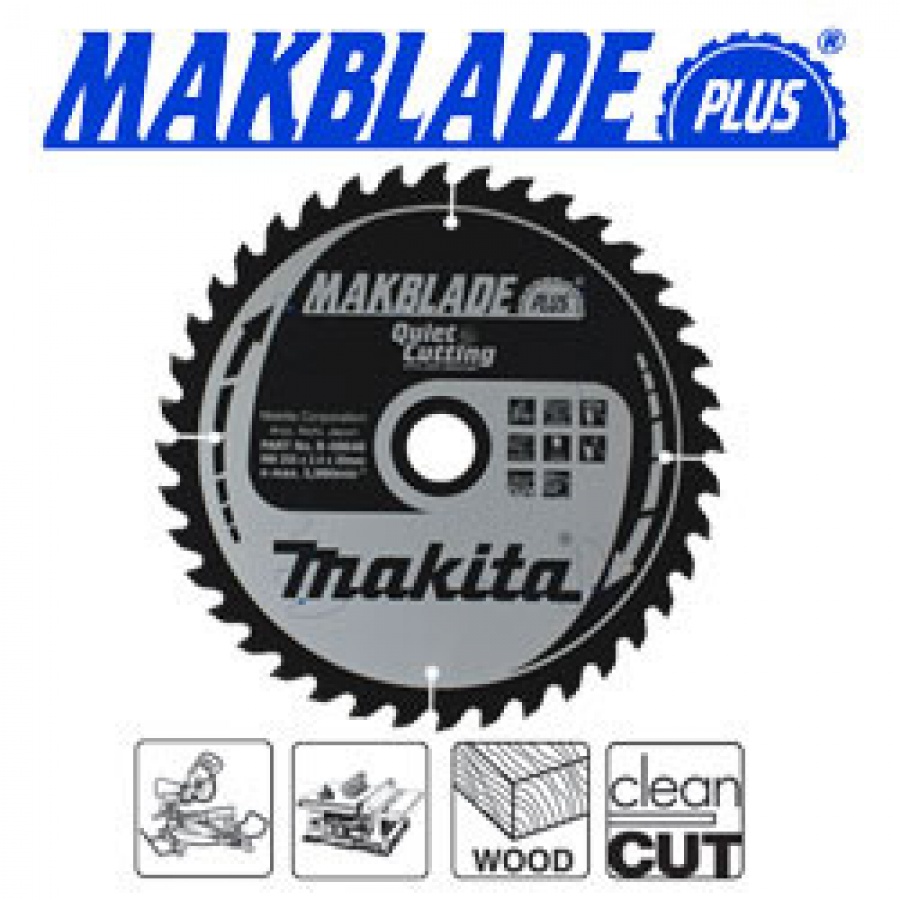 Lama MakBlade Plus per Legno per Troncatrici Makita art. B-09802 Tipo TSM20036GL F. 30 N. Denti 36 D. mm. 200X30X36Z