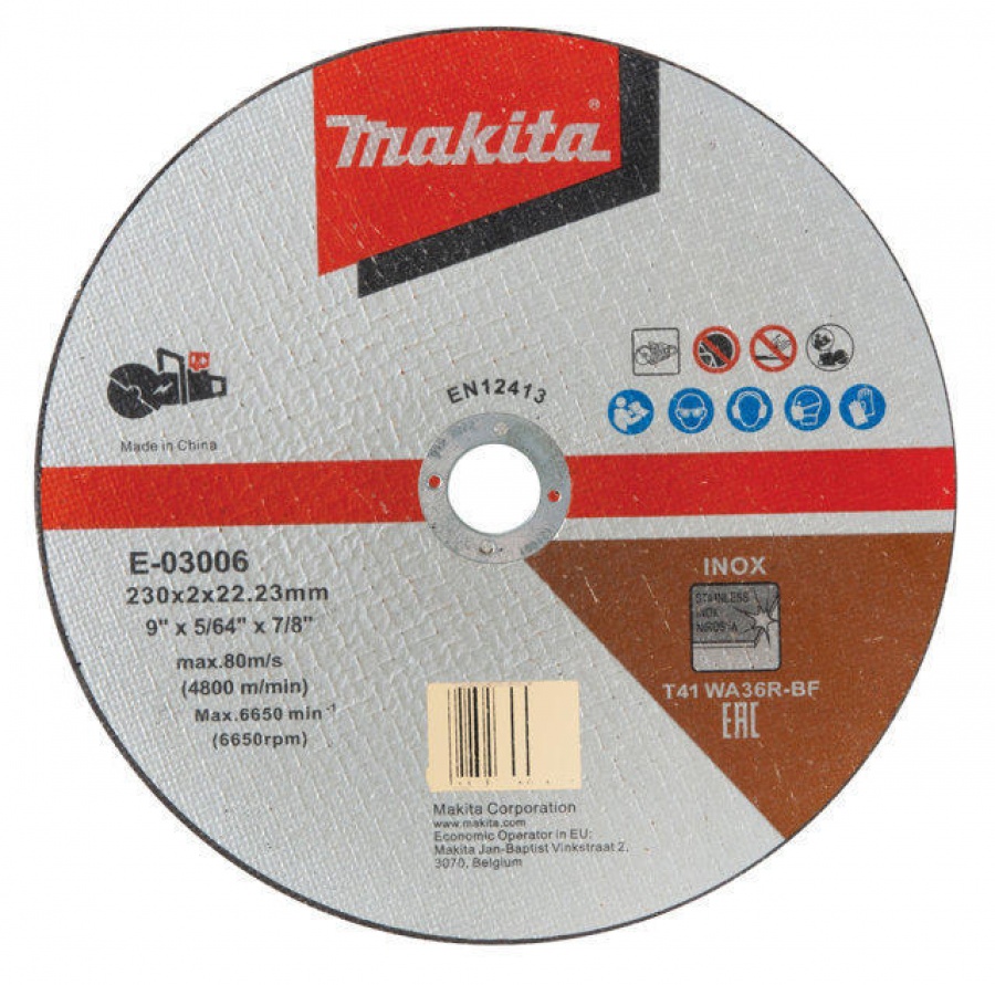 Makita e-03006 wa36r disco da taglio 230 mm per acciaio inox 2 mm - dettaglio 1