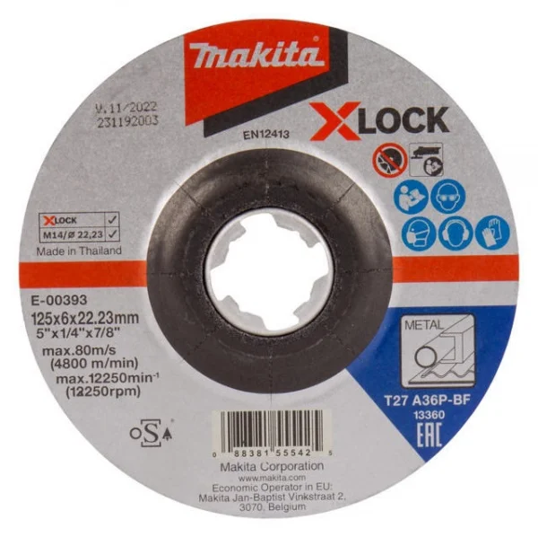 Makita E-00393 X-Lock Disco abrasivo 125x6 mm per metallo