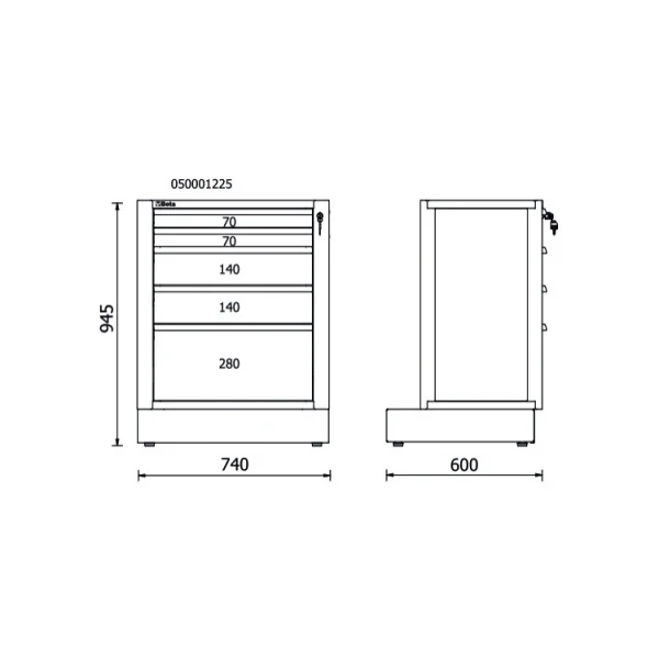 Beta rsc50 m5 modulo fisso con 5 cassetti per arredo officina 050001225 - dettaglio 2