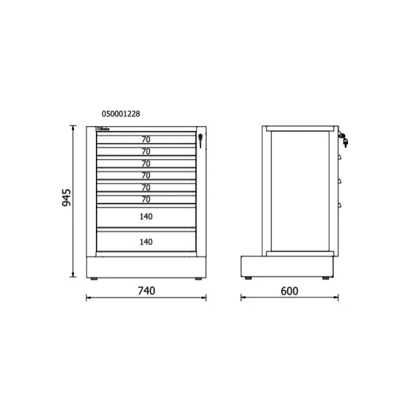 Beta rsc50 m8 modulo fisso con 8 cassetti per arredo officina 050001228 - dettaglio 2