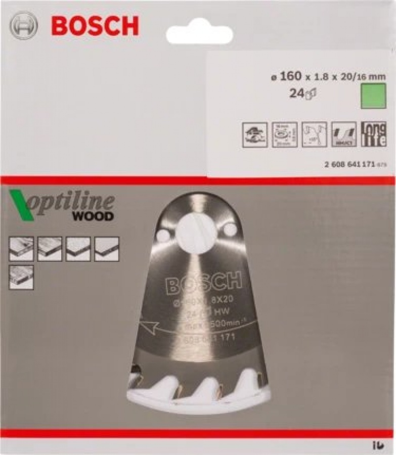 Bosch optiline wood lama per sega circolare 160x20 mm per legno 2608641171 - dettaglio 2