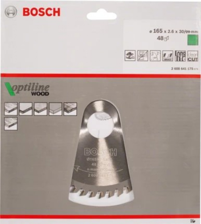 Bosch optiline wood lama per sega circolare 165x30 mm per legno 2608641175 - dettaglio 2