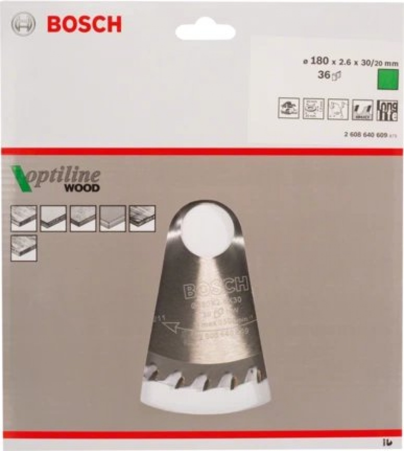 Bosch optiline wood lama per sega circolare 180x30 mm per legno 2608640609 - dettaglio 2
