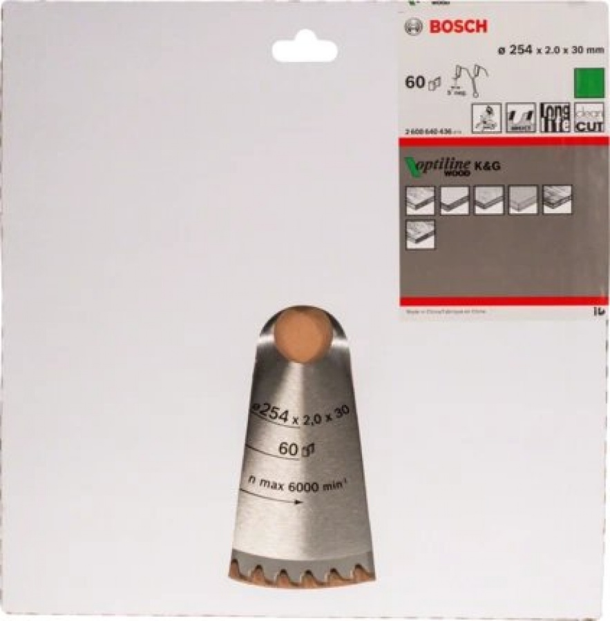 Bosch optiline wood lama per troncatrice 254x30 mm per legno 2608640436 - dettaglio 2