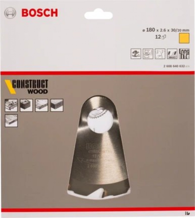 Bosch standard for construct wood lama per sega circolare 180x30 mm per legno chiodato 2608640632 - dettaglio 2