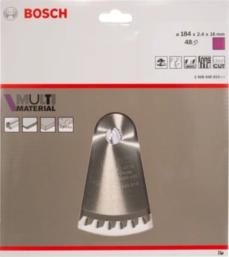 Bosch standard for multi material lama per sega circolare 184x16 mm multimateriale 2608640815 - dettaglio 2