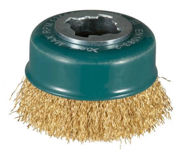 Makita D-73433 Spazzola a tazza 75 mm X-Lock con filo rivestito per acciaio