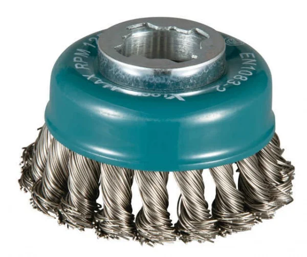 Makita D-73330 Spazzola a tazza Inox 80 mm X-Lock a filo intrecciato per acciaio