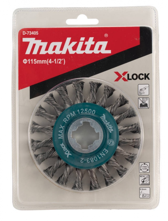 Makita d-73405 spazzola a ruota x-lock filo intrecciato full per acciaio - dettaglio 4