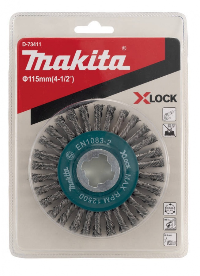 Makita d-73411 spazzola a ruota x-lock filo intrecciato stringer per acciaio - dettaglio 3