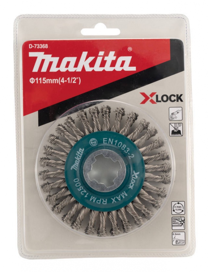 Makita d-73368 spazzola a ruota x-lock filo inox intrecciato stringer per acciaio - dettaglio 3