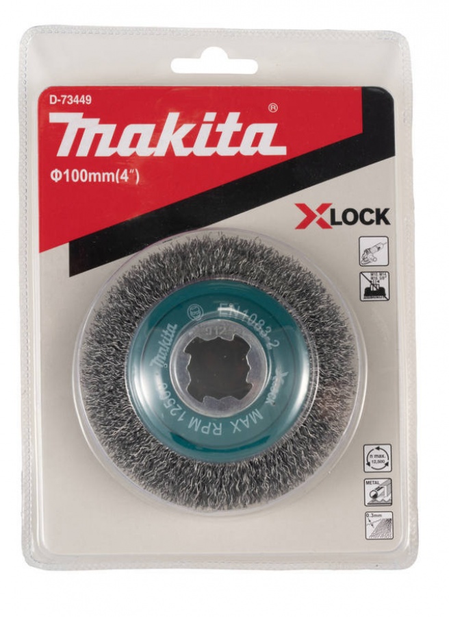 Makita d-73449 spazzola a ruota smussata 100 mm x-lock per acciaio - dettaglio 4
