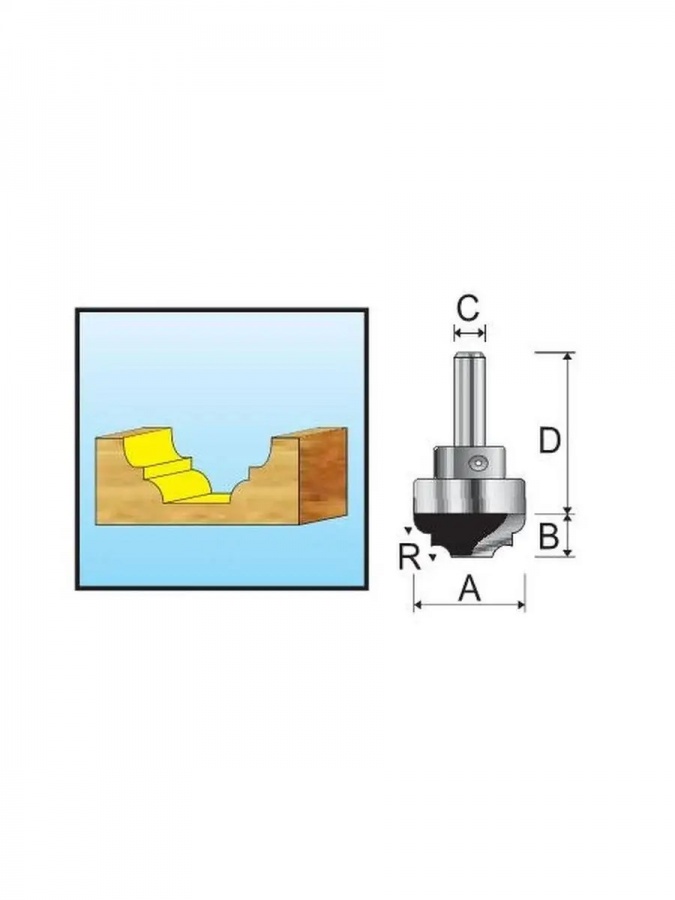 Fresa A Candela Piatta ENT Con Cuscinetto, Profilo Carnis, Diametro 63,5 Mm, Gambo 12 Mm, Per Legno - 3