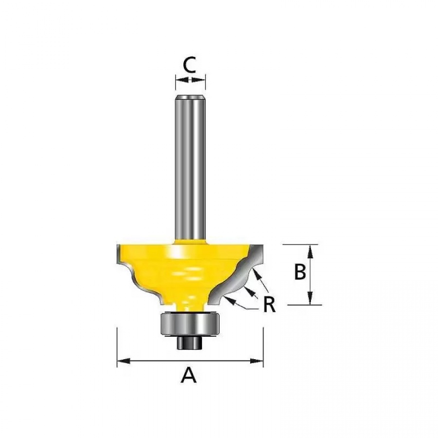 ENT 16640 Fresa a candela carburo, Gambo (S) 12 mm, diametro (D) 31,8 mm, NL 12,7 mm, T 9,5 mm, SL 40 mm, con cuscinetto a sfere