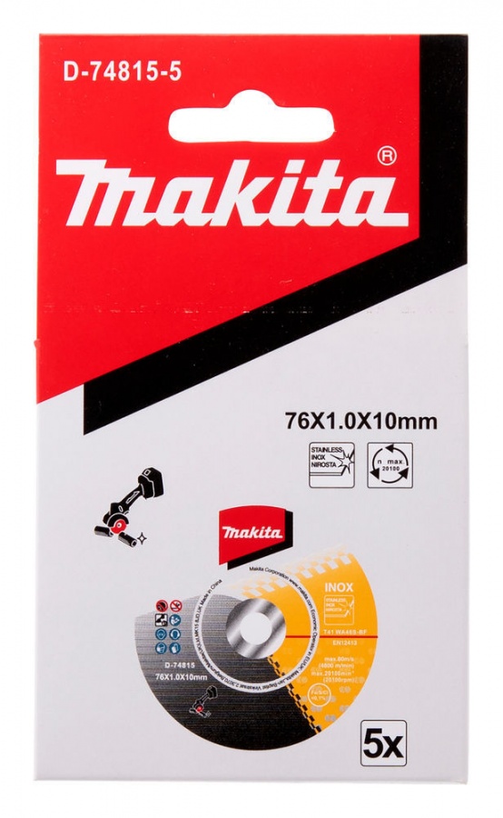 Makita d-74815-5 wa46s disco da taglio 76 mm per acciaio inox 5 pz. - dettaglio 3