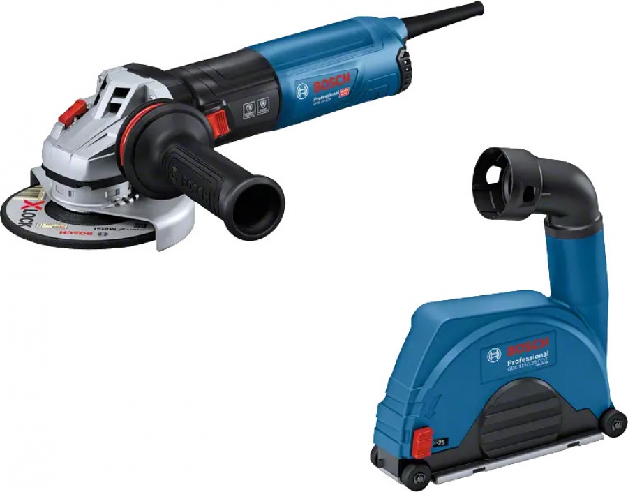 Bosch gws 14-125 + gde 115/125 fc-t smerigliatrice angolare 1400 w con cuffia di aspirazione 0615a5004r - dettaglio 1