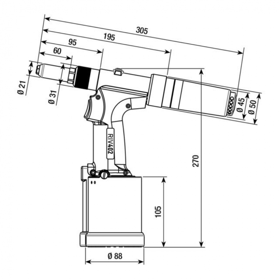 Rivit riv402 rivettatrice oleopneumatica per rivetti standard 3,2 - 4,8 mm r6352100 - dettaglio 2
