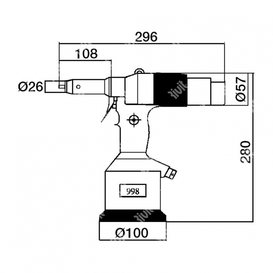 Rivit riv998 rivettatrice oleopneumatica bifase per inserti m3 - m12 r2237000 - dettaglio 2