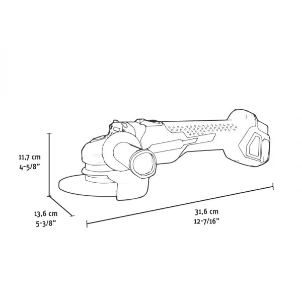 Fervi fb20ag3ab-24b smerigliatrice angolare 125 mm brushless a batteria 20 v - dettaglio 2