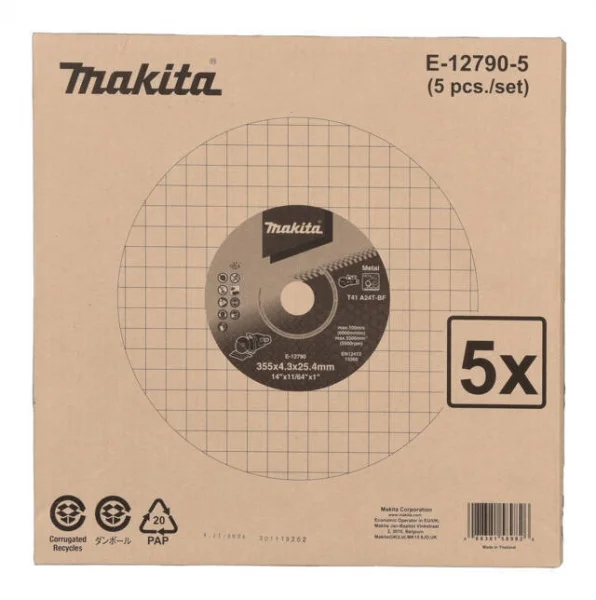 Makita e-12790-5 disco abrasivo da taglio 355x25,4 mm per metallo 5 pz. - dettaglio 2