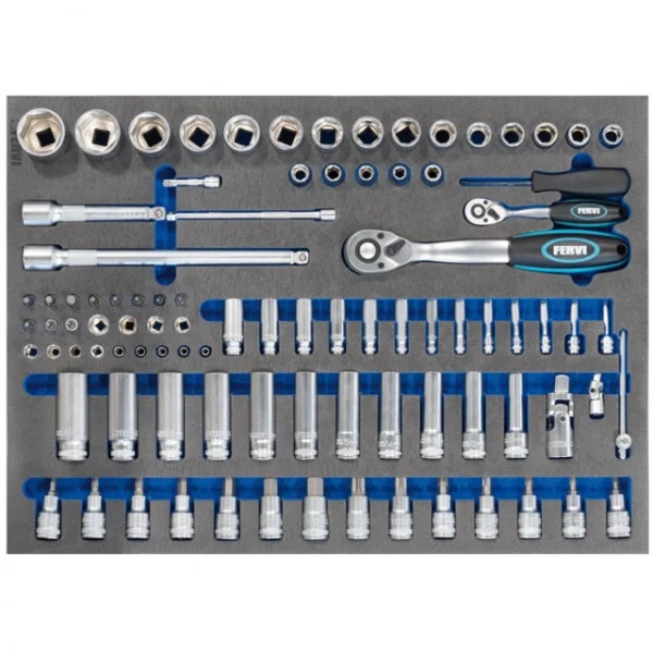 Fervi c900/cc04 cassettiera mobile 6 cassetti con assortimento 219 pz. - dettaglio 3