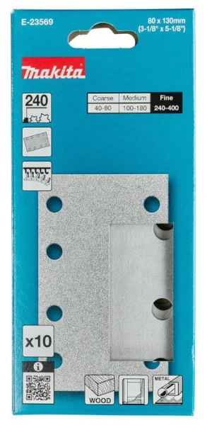 Makita  carta abrasiva fsc attacco velcro 80x130 mm 10 pz. - dettaglio 2