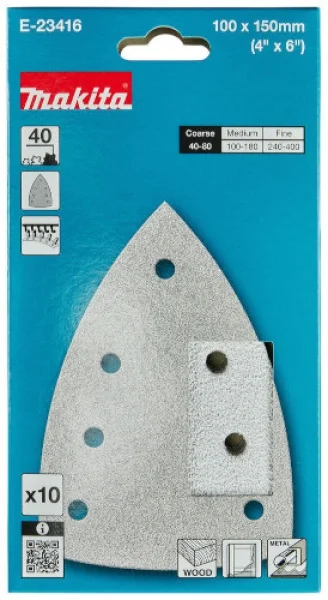 Makita  carta abrasiva fsc a delta con attacco velcro 100x150 mm 10 pz. - dettaglio 2