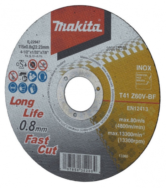 Makita e-22947 disco da taglio ultra sottile 115 mm per metallo e inox - dettaglio 2