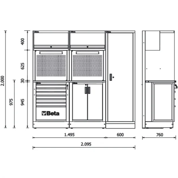 Beta rsc50 2.0 d/223ut composizione arredo officina con utensili 223 pz. 050001092 - dettaglio 6
