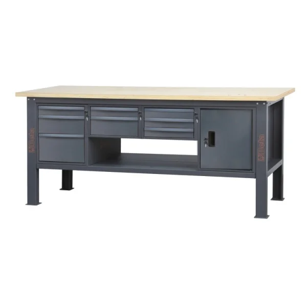 Beta c58bc-w2,1 8ca/a banco da lavoro con piano in legno 2,1 m cassetti e anta - dettaglio 1