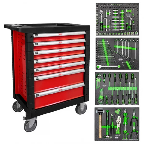 Jbm 53686 cassettiera a 7 cassetti rossa con utensili - dettaglio 1