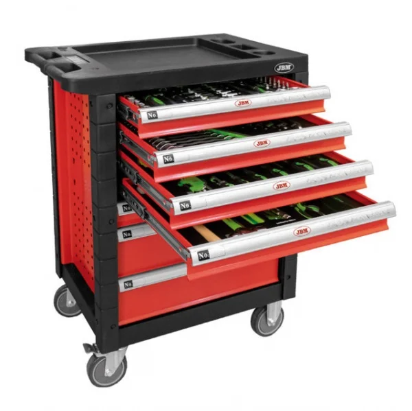 Jbm 53686 cassettiera a 7 cassetti rossa con utensili - dettaglio 2