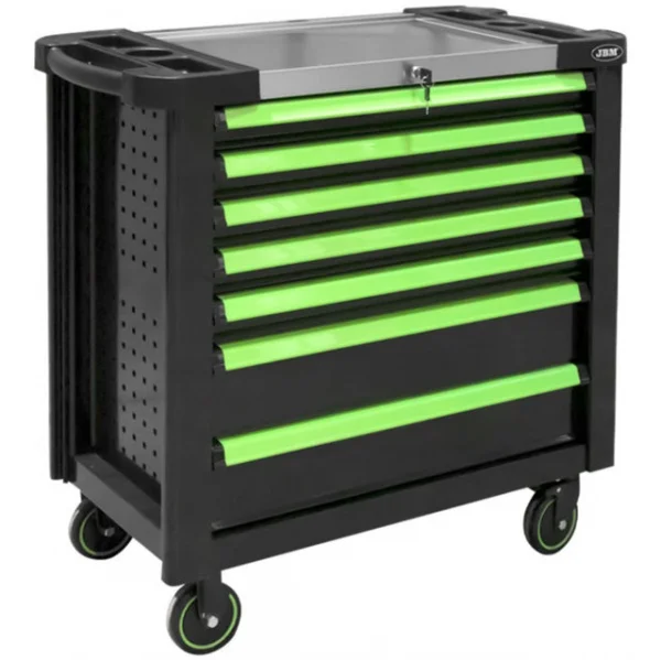 Jbm 53869 cassettiera portautensili xl verde con 7 cassetti - dettaglio 1