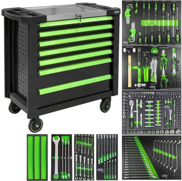 Jbm 53912 cassettiera portautensili verde xl con 7 cassetti - dettaglio 1