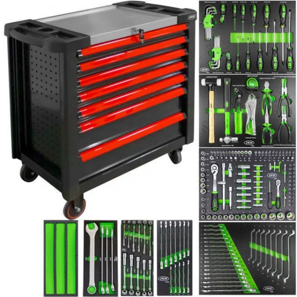Jbm 53913 cassettiera rossa portautensili xl con 7 cassetti - dettaglio 1