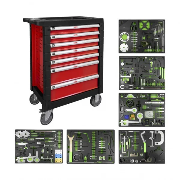 Jbm 53952 cassettiera rossa 7 cassetti con attrezzi - dettaglio 1