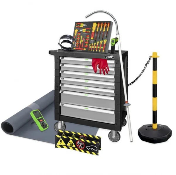Jbm 54233 cassettiera 7 cassetti con assortimento riparazione veicoli elettrici - dettaglio 2